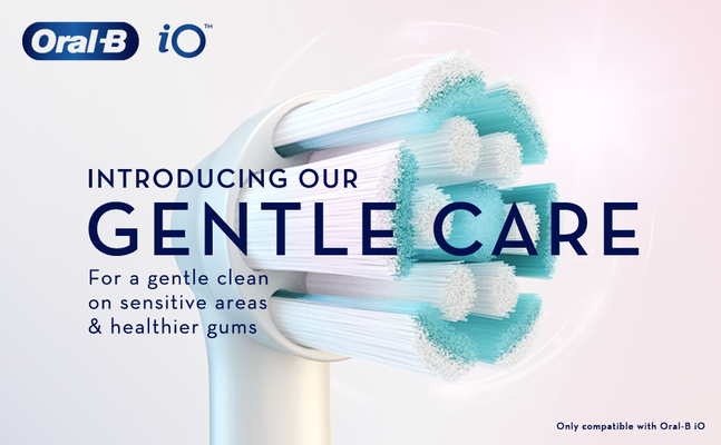 Oral-B iO. introducing our gentle care for a gentle clean on sensitive areas and healthier gums, only compatible with oral-b io