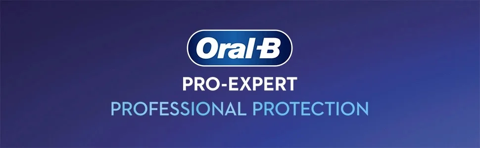 Oral-B logo on a blue background with the text PRO-EXPERT PROFESSIONAL PROTECTION.