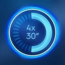 Oral-B timer showing 4x 30 second intervals for quadrant brushing.