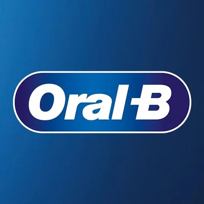 Oral-B logo on a blue background, featuring the text Oral-B.