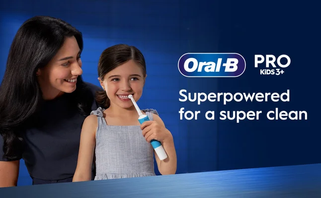 Oral B PRO KiDS3+ Superpowered for a super clean.