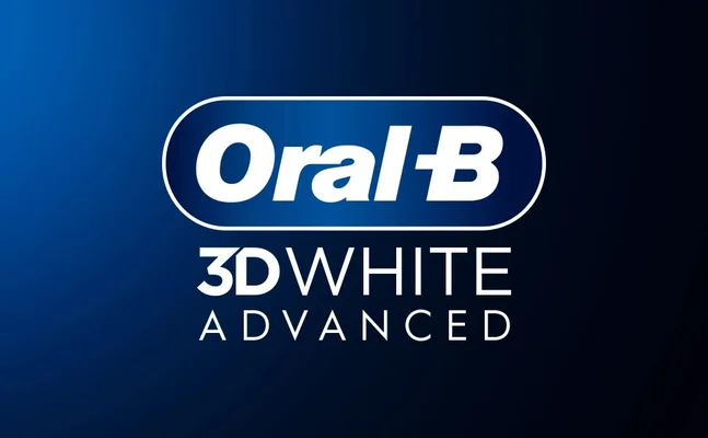 Oral-B logo and text on a blue background Oral-B 3DWHITE ADVANCED
