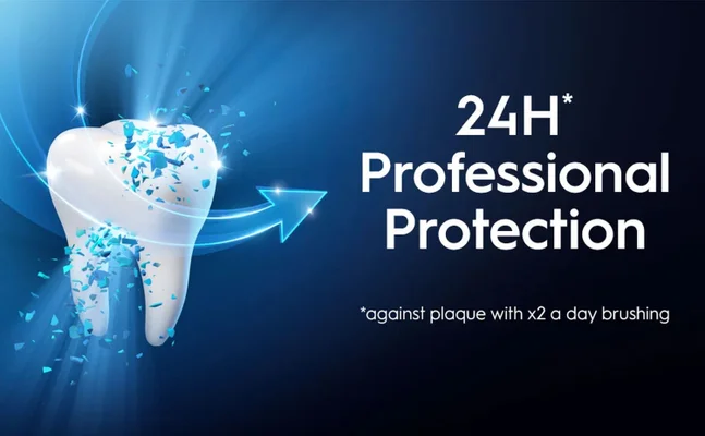 24hr Professional Protection *against plaque with x2 a day brushing