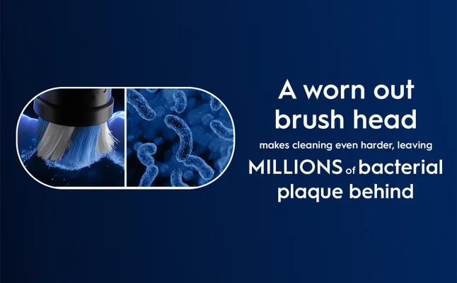 Close up of bacteria on worn out brush head that makes cleaning harder.