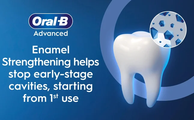 Oral B Advanced Enamel Strengthening helps stop early stage cavities, starting form the first use