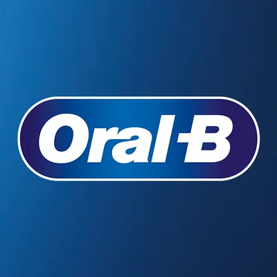 Oral-B logo on blue background.