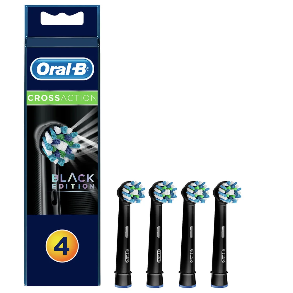 Oral B CrossAction Replacement Electric Toothbrush Heads - Black Edition (Pack of 4) Image 1