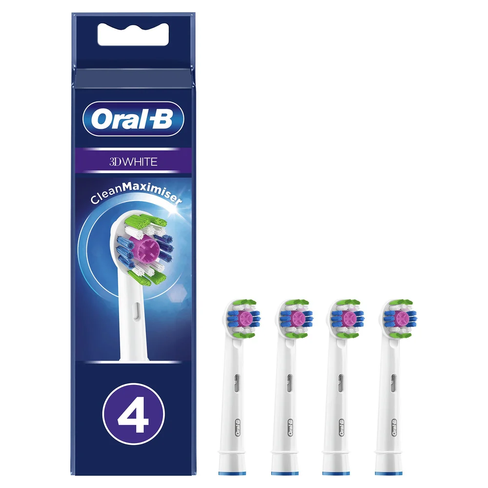 Oral-B 3D White Toothbrush Head with CleanMaximiser Technology, Pack of 4 Counts Image 1