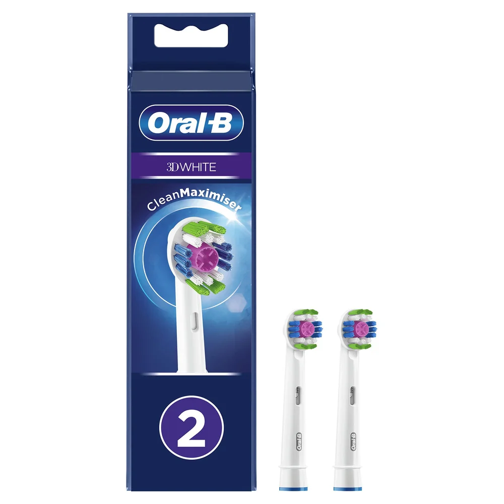 Oral-B 3D White Toothbrush Head with CleanMaximiser Technology, Pack of 2 Counts Image 1