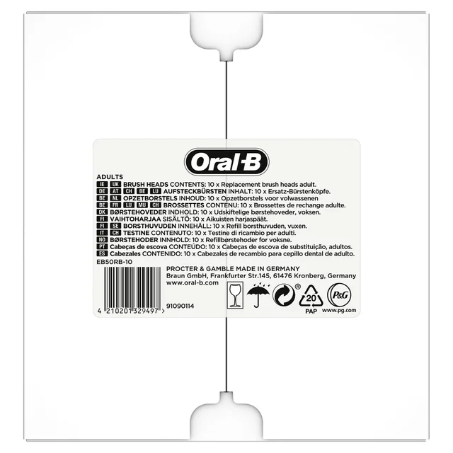 Oral-B CrossAction Toothbrush Head with CleanMaximiser Technology, Pack of 10, Mailbox Sized Pack