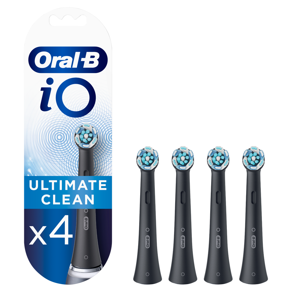 Oral-B iO Ultimate Clean Black Toothbrush Heads, Pack of 4 Counts, Mailbox Sized Pack Image 1