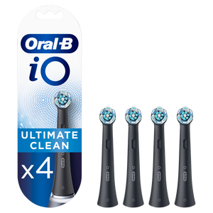 Oral-B iO Ultimate Clean Black Toothbrush Heads, Pack of 4 Counts, Mailbox Sized Pack