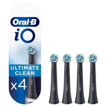 Oral-B iO Ultimate Clean Black Toothbrush Heads, Pack of 4 Counts, Mailbox Sized Pack