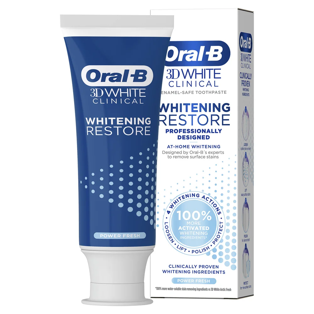 Oral B 3DWhite Clinical Whitening Restore Power Fresh Toothpaste 70ml Image 1