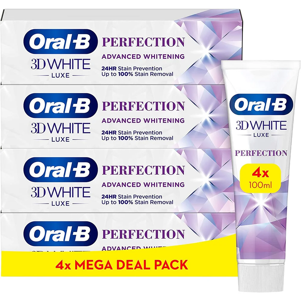 Oral B 3DWhite Luxe Perfection Toothpaste 4X100ml - Shipped In Recycled Carton Image 1