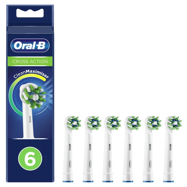 Oral B Crossaction Toothbrush Head with CleanMaximiser Technology, 6 pack
