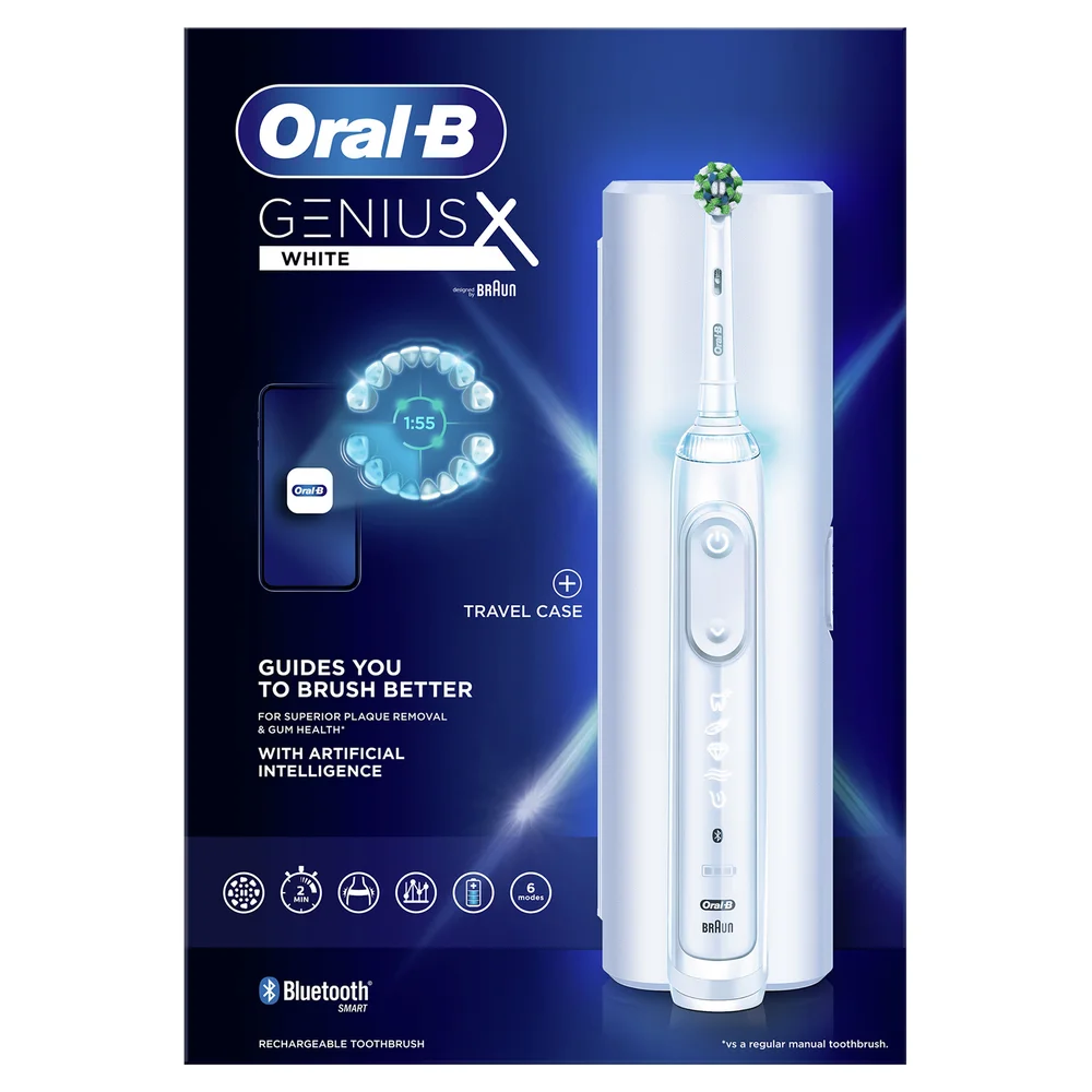 Oral-B Genius X White Electric Toothbrush with Travel Case Image 1