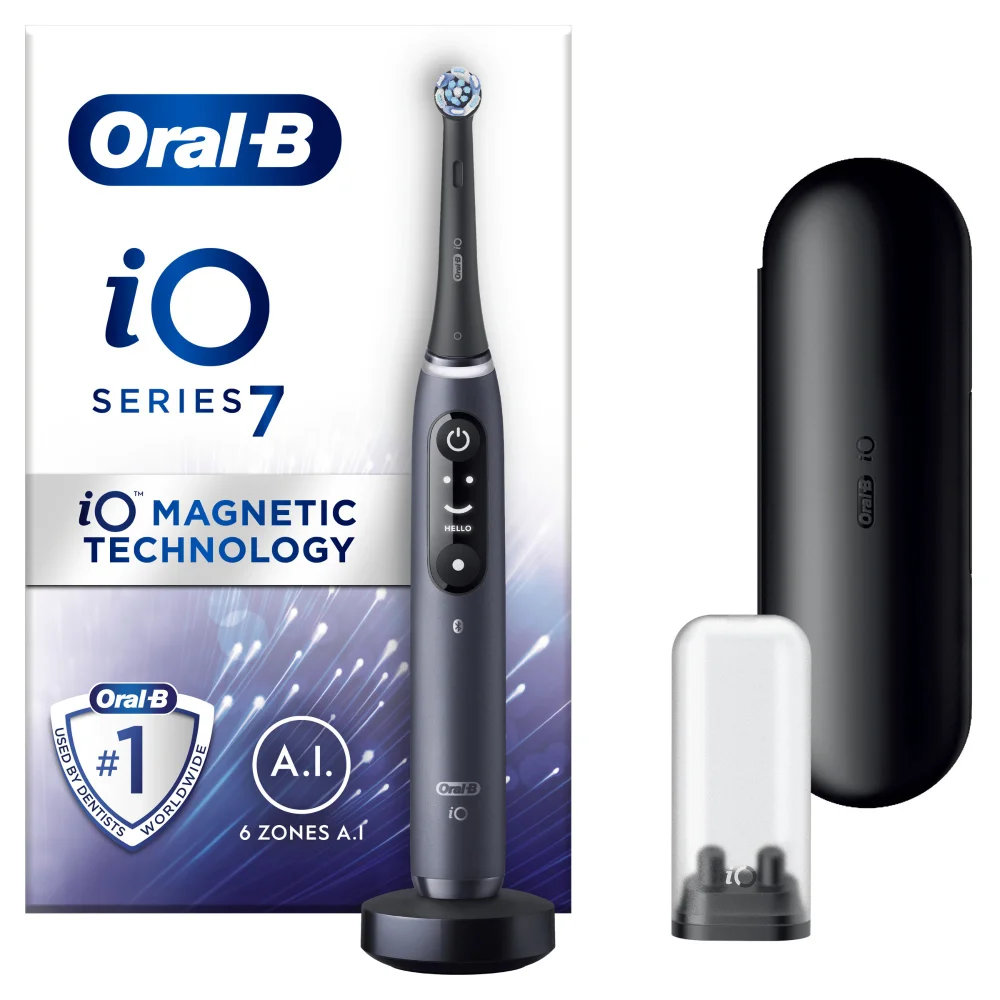 Oral-B iO7 Black Electric Toothbrush with Travel Case Image 1