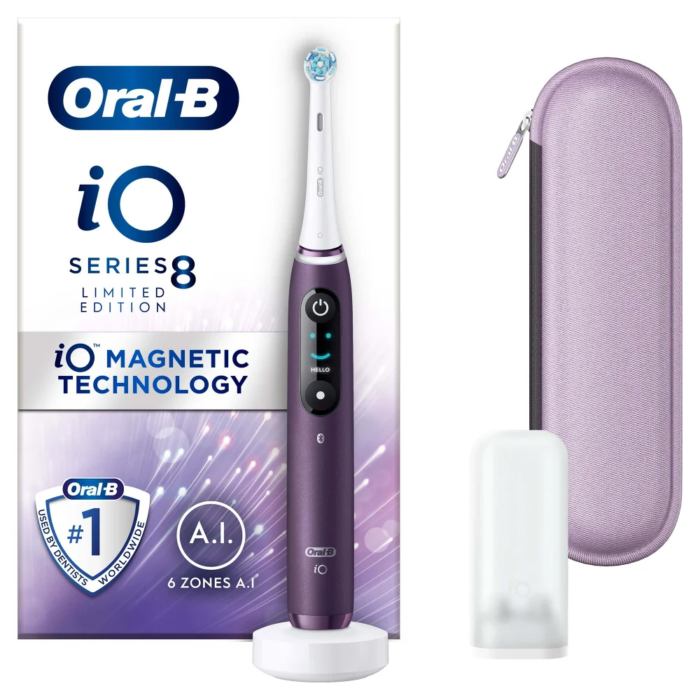 Oral-B iO8 Violet Electric Toothbrush with Zipper Case Image 1