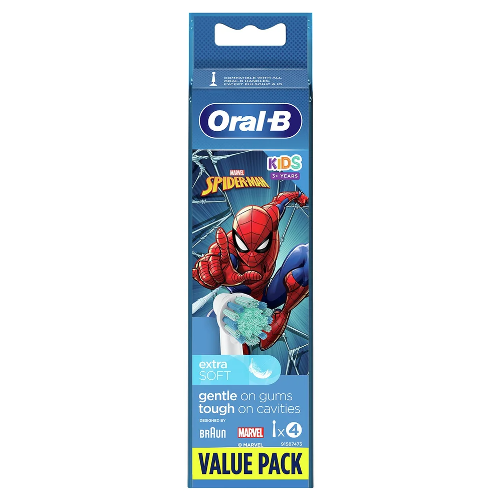 Oral-B Kids Spiderman Brush Heads for Electric Toothbrush, 4 Brush Heads Image 1