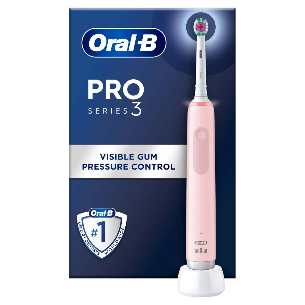 Oral-B Pro 3000 3D White Pink Electric Toothbrush Image 1