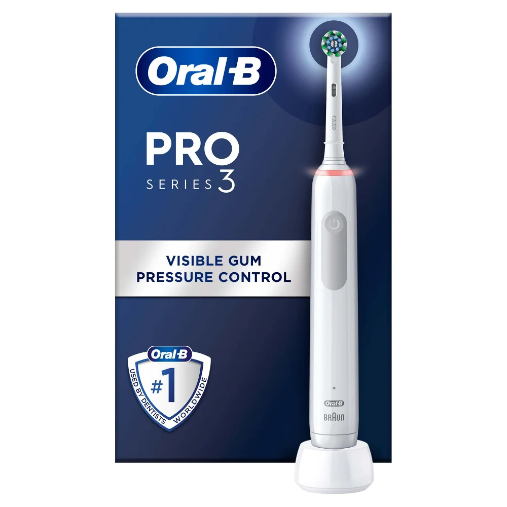 Oral-B Pro 3000 Cross Action White Electric Toothbrush Image 1