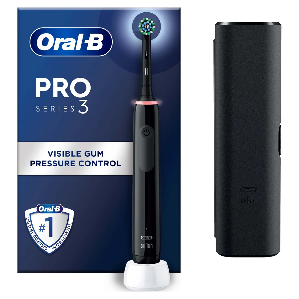 Oral-B Pro 3500 Cross Action Black Electric Toothbrush with Travel Case Image 1
