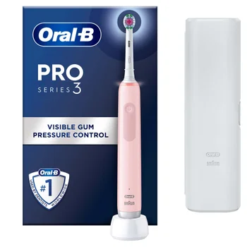 Oral-B Pro 3500 3D White Pink Electric Toothbrush with Travel Case
