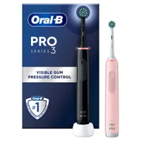 Oral B Pro 3900 Duo Pack of Two Electric Toothbrushes, Black & Pink