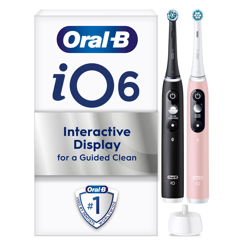 iO6 Duo Pack of Two Electric Toothbrushes, Black Lava & Pink Sand Image 1