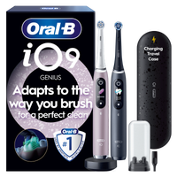 Oral-B iO9 electric toothbrush twin pack, with charging travel case and Adapts to the way you brush for a perfect clean claim.