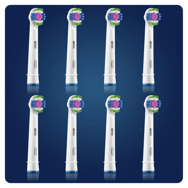 Oral B 3D White Brush Head with Clean Maximiser, 8 pack