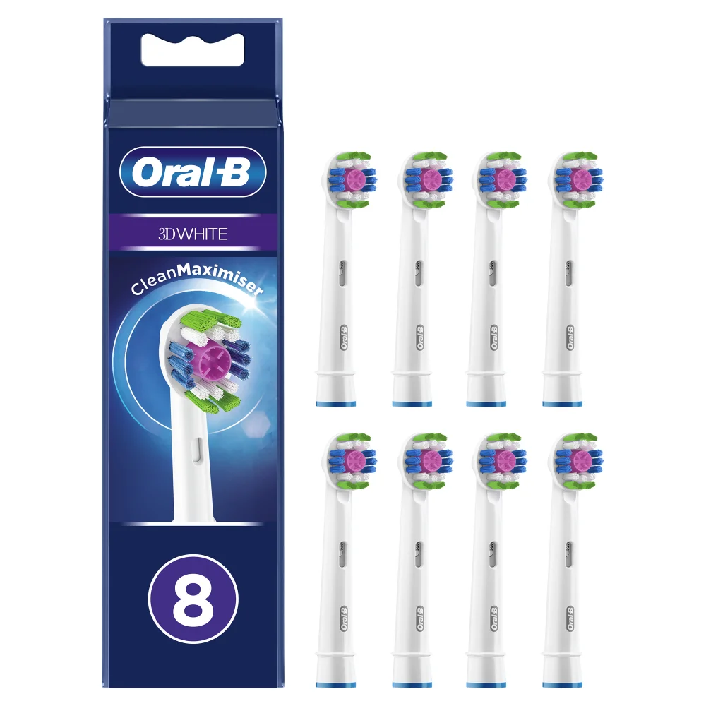 Oral B 3D White Brush Head with Clean Maximiser, 8 pack Image 1