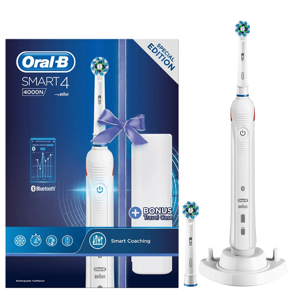Oral B Smart 4 4000N Rechargeable Electric Toothbrush - White Image 1