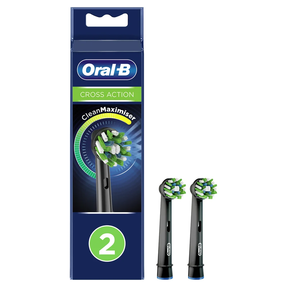 Oral B Crossaction Brush Head Black with CleanMaximiser - 2 Pack Image 1