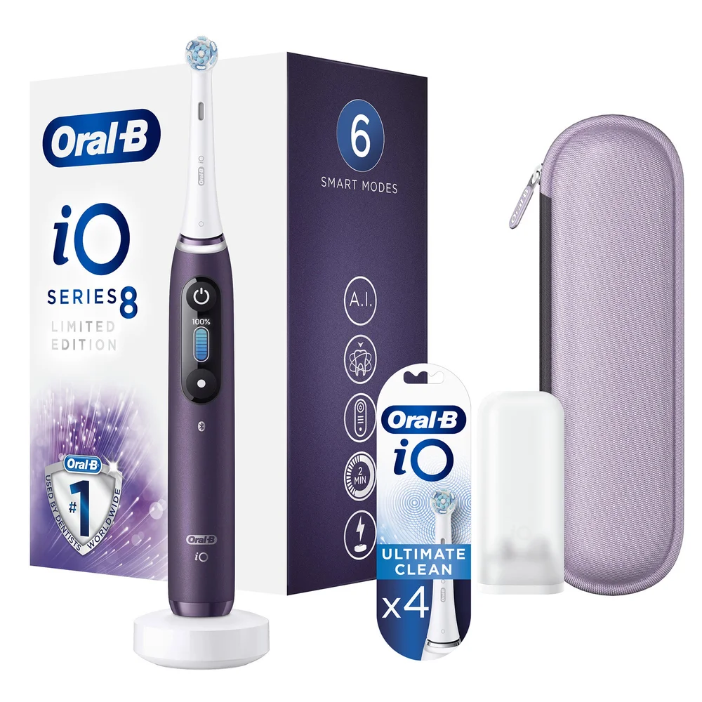 Oral-B iO8 Violet Electric Toothbrush with Zipper Case + 4 Refills Image 1