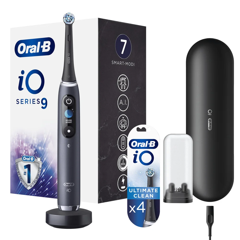 Oral-B iO9 Black Onyx Electric Toothbrush with Charging Travel Case + 4 Refills Image 1