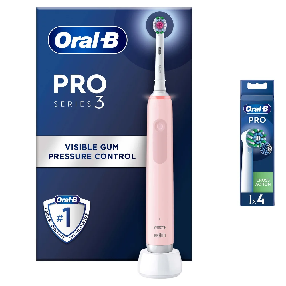 Oral-B Pro 3000 3D White Pink Electric Toothbrush Image 1