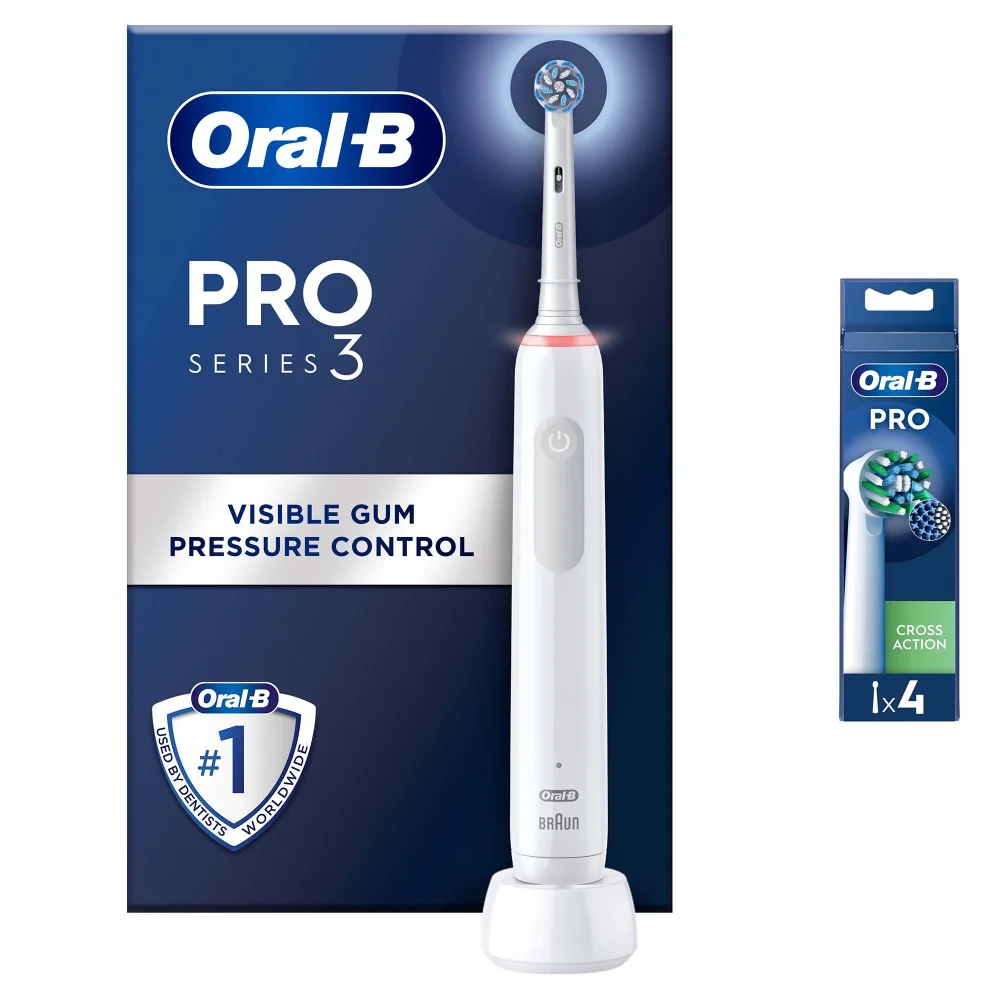 Oral-B Pro 3000 Cross Action White Electric Toothbrush Image 1