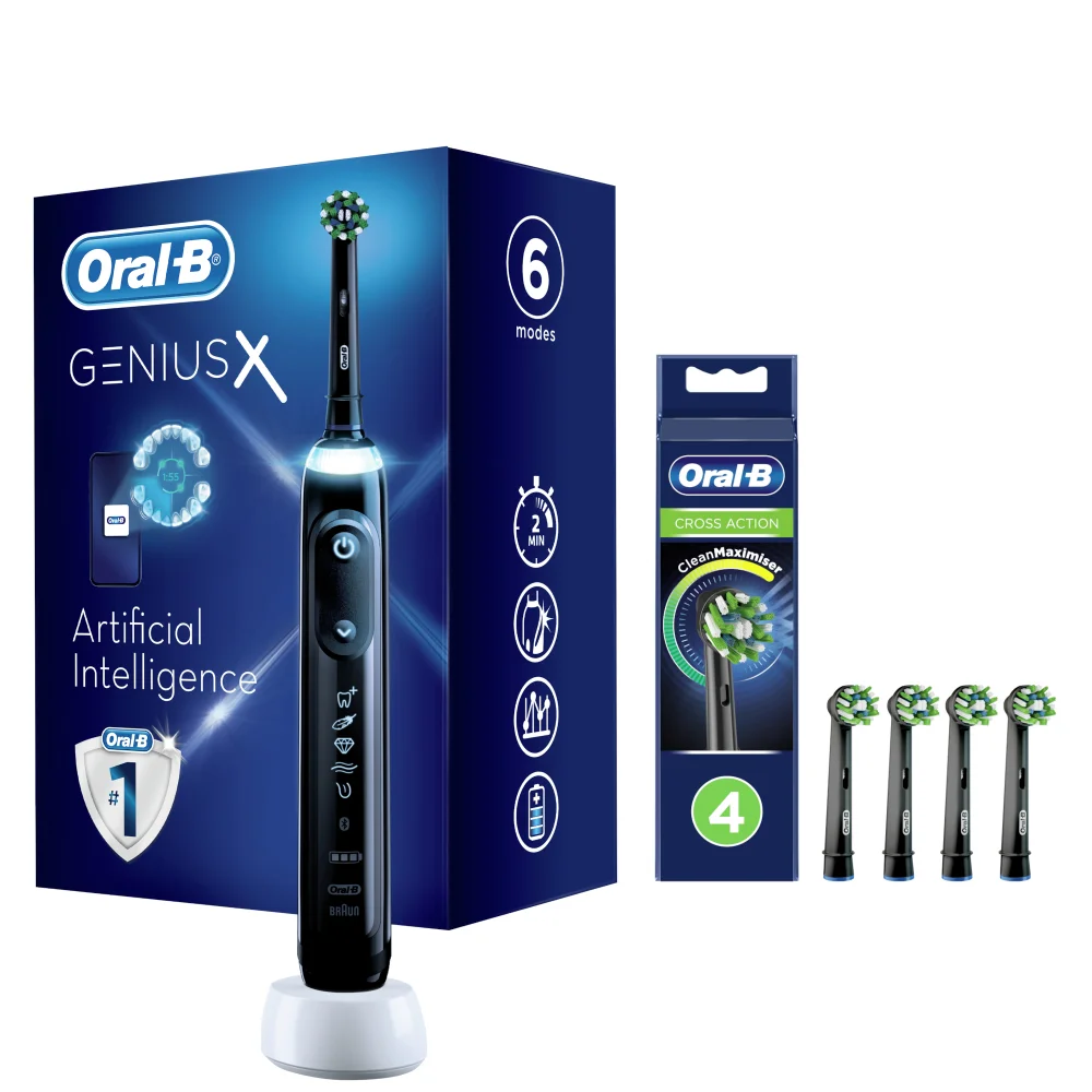 Oral-B Genius X Black Electric Toothbrush + 4 Refills Image 1
