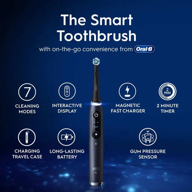 Oral B iO9 Black Onyx Electric Toothbrush with Charging Travel Case