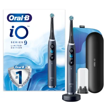 Oral B iO9 Black Limited Edition Electric Toothbrush with Charging Travel Case and Magnetic Pouch