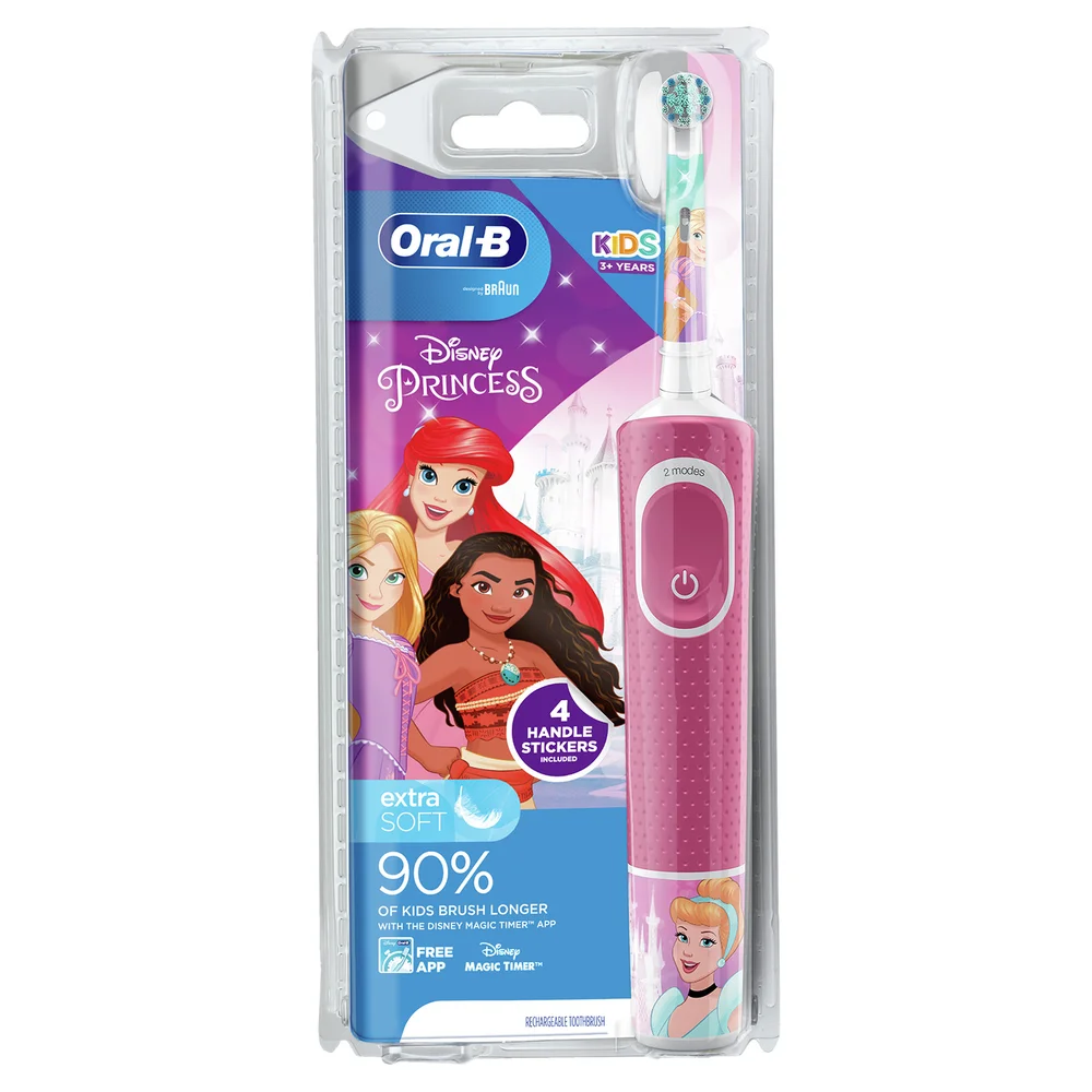 Oral B Kids Disney Princesses Electric Rechargeable Toothbrush for Ages 3+, Christmas Gift Image 1