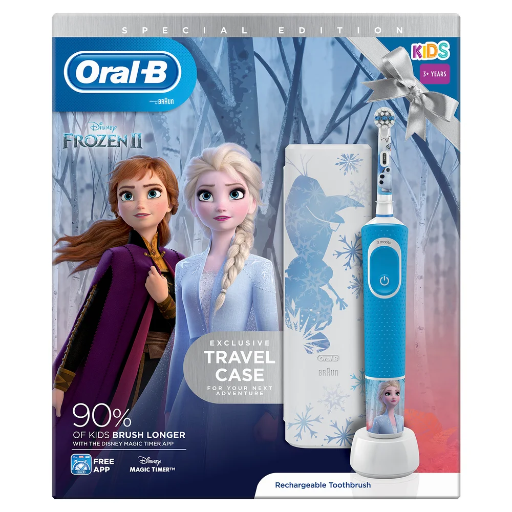 Oral B Kids Frozen II Electric Rechargeable Toothbrush Giftset plus Travel Case for Ages 3+, Christmas Gift Image 1