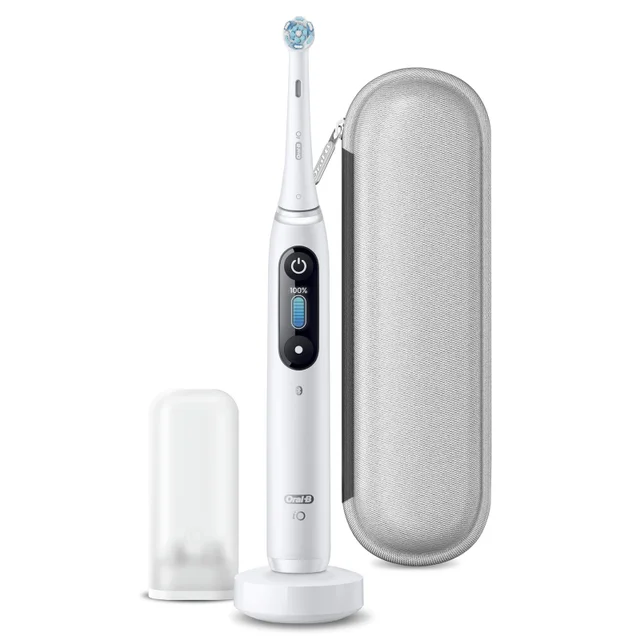 Oral B iO8 Duo Pack White & Violet Electric Toothbrush with Zipper Case