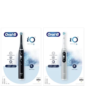 Oral B iO6 Duo Pack Black & Grey Electric Toothbrush with Travel Case