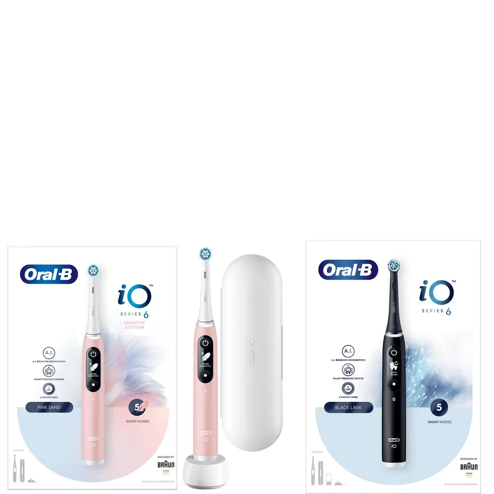 Oral B iO6 Duo Pack Black & Pink Electric Toothbrush with Travel Case Image 1