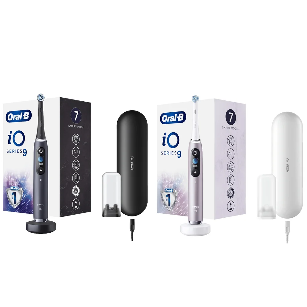 Oral B iO9 Duo Pack Black & Rose Electric Toothbrush with Charging Case Image 1