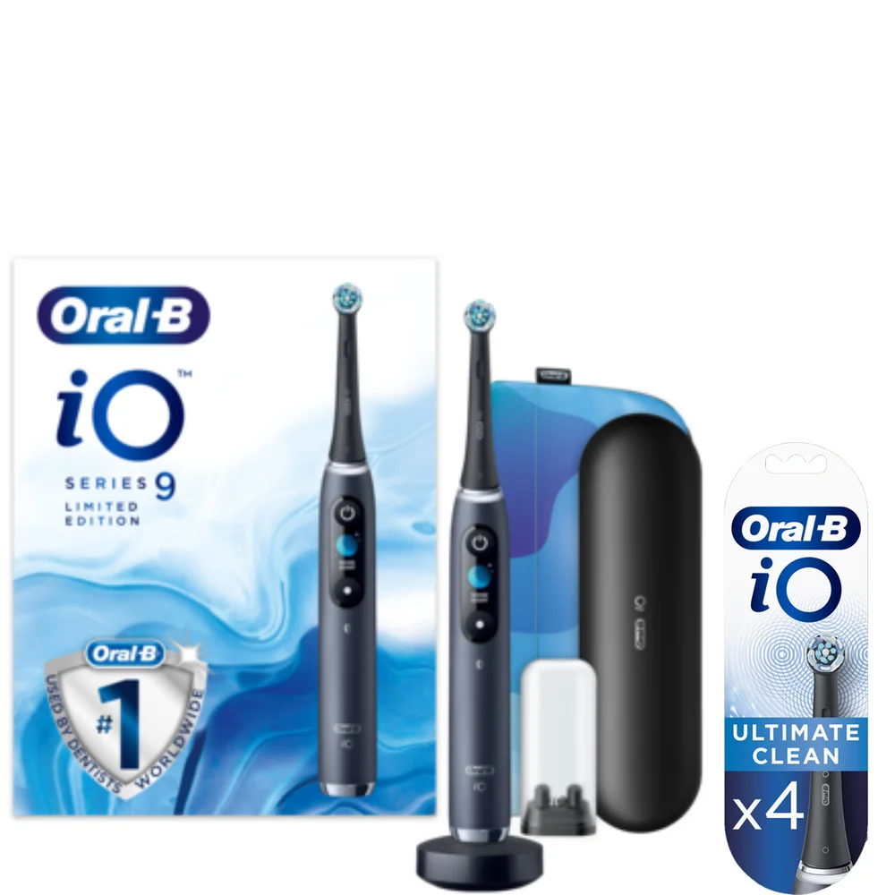 Oral-B iO9 Black Limited Edition Electric Toothbrush with Charging Travel Case, Magnetic Pouch & Toothbrush Heads Bundle - Black Image 1