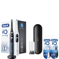 Oral B iO7 Black & White Electric Toothbrushes Designed by Braun & Toothbrush Heads Bundle (Pack of 8) - Black & White